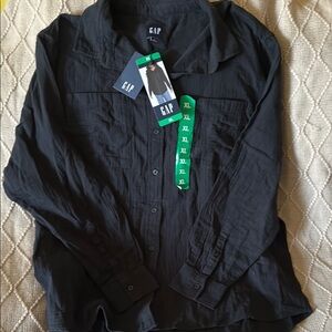 GAP Black Lightweight Shirt Jacket with Standing Collar